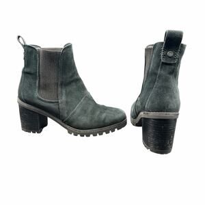 UGG Hazel Black Suede Waterproof Heeled Chelsea Boots Lug Sole 8.5